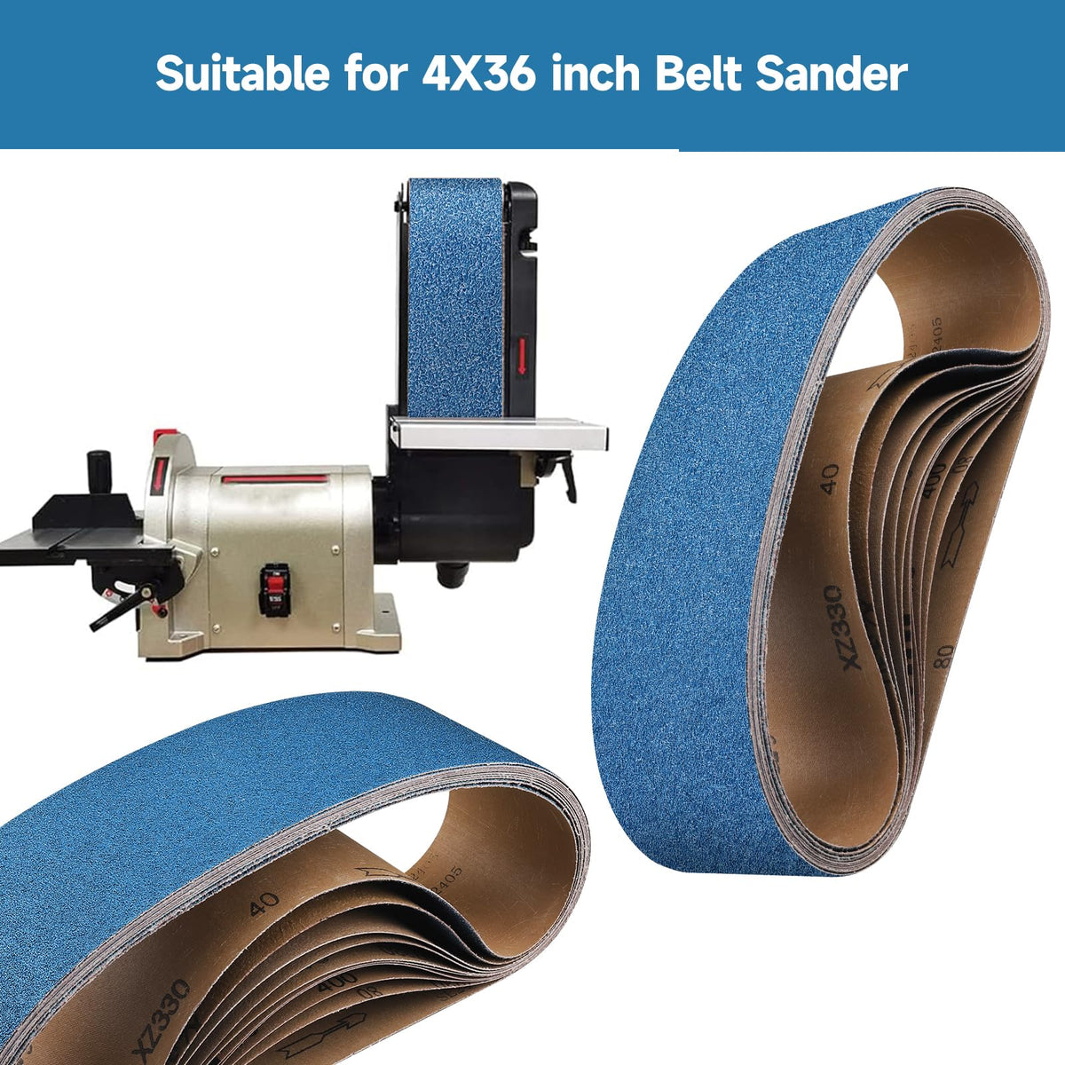 4 x 36 Inch Zirconia Sanding Belts 40-400 Grit U79636