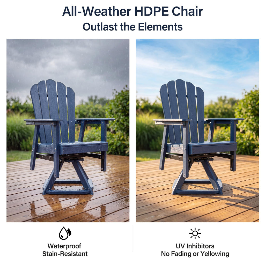 HDPE Swivel Adirondack Chair Set of 2 Navy Blue C399636