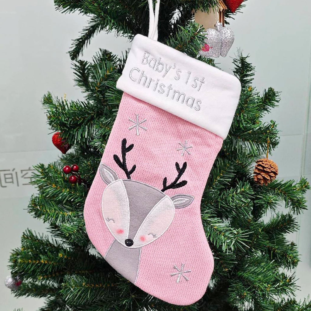 Pink Grey Christmas Stocking S38821