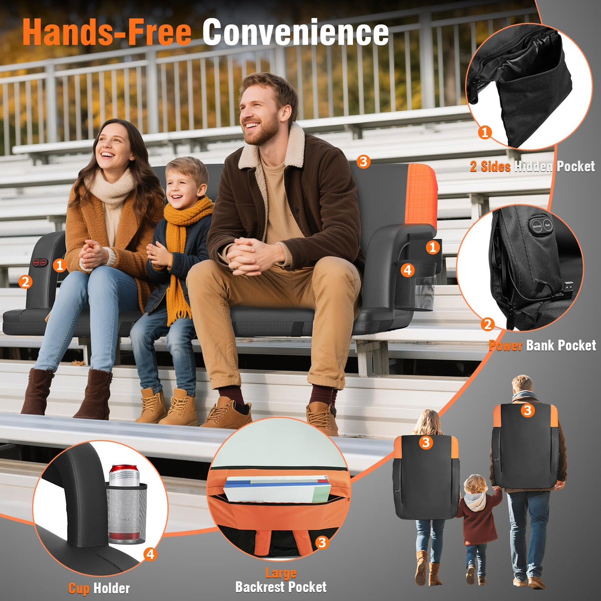 Heated Stadium Seat with Back Support K587681