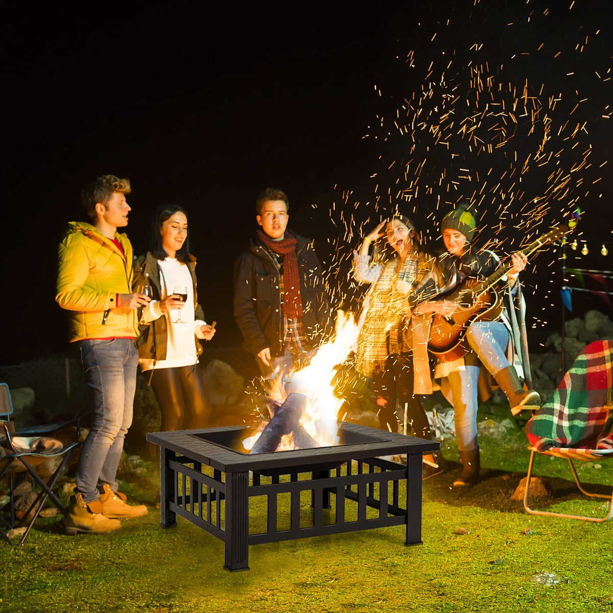 32 Inch Square Steel Wood Burning Fire Pit X687