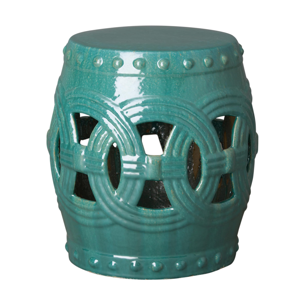 Teal Glazed Garden Stool F226782