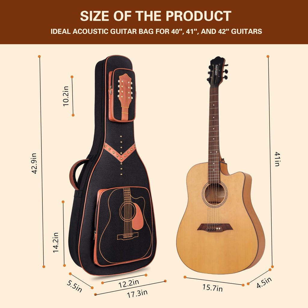 40/41/42" Waterproof PU Leather Acoustic Guitar Bag W588