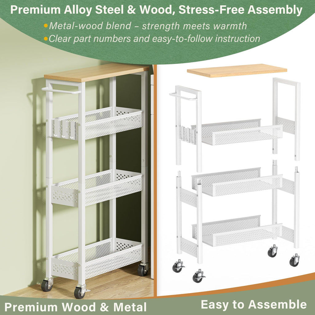 Laundry Room Organization Cart with Casters Y3573