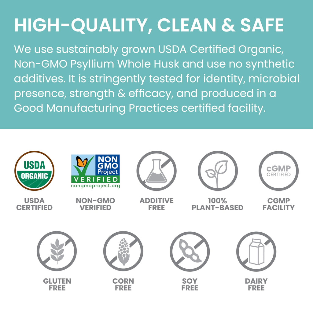 Organic Psyllium Whole Husk Fiber Supplement, Unflavored, 12 oz Y3775
