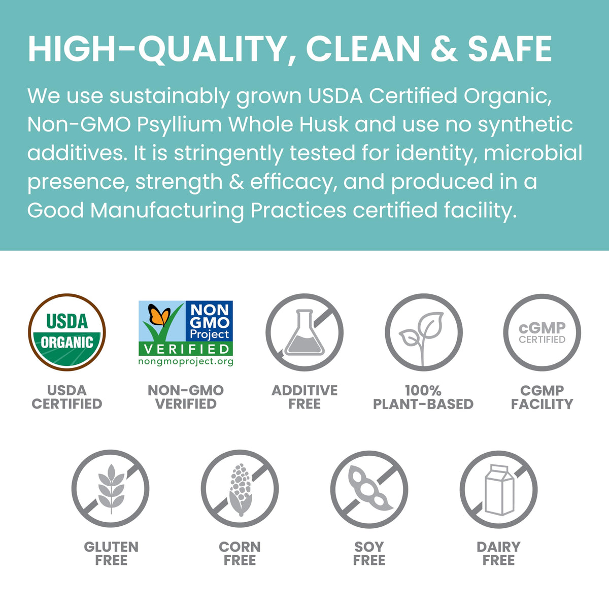 Organic Psyllium Whole Husk Fiber Supplement, Unflavored, 12 oz Y3775