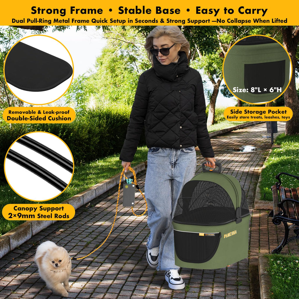 Foldable Pet Stroller with Detachable Carrier S8269