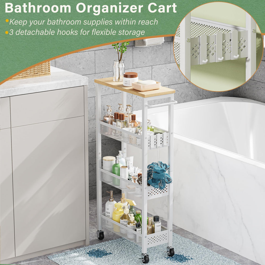 Laundry Room Organization Cart with Casters Y3573