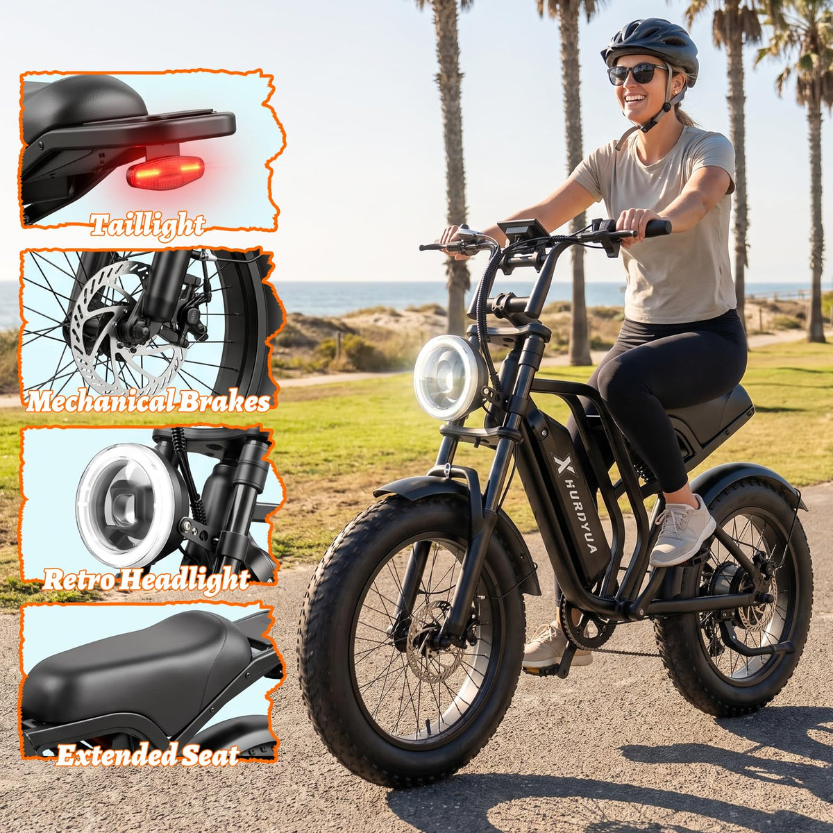 Electric Bike 1500W Peak Motor 48V 15.6Ah Removable Battery H4928