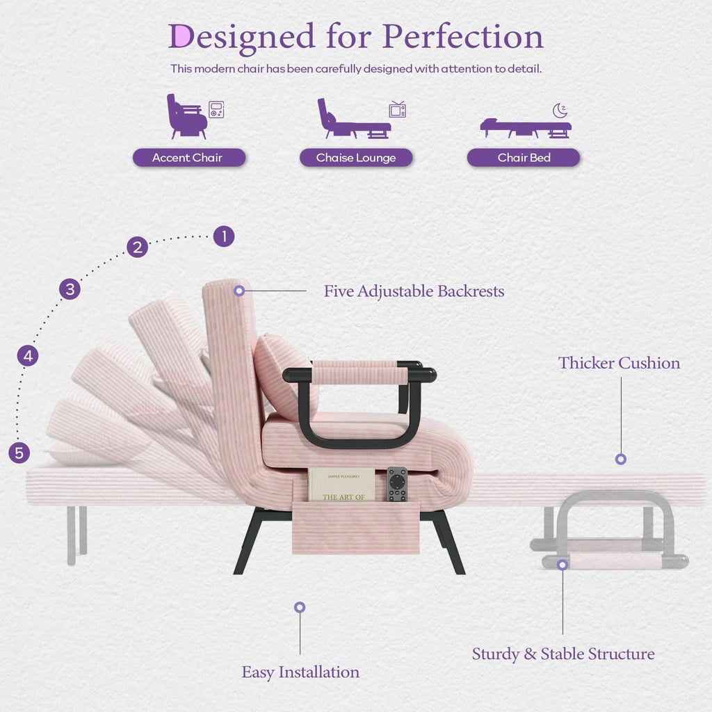 Pink Folding Sleeper Chair Bed C35549