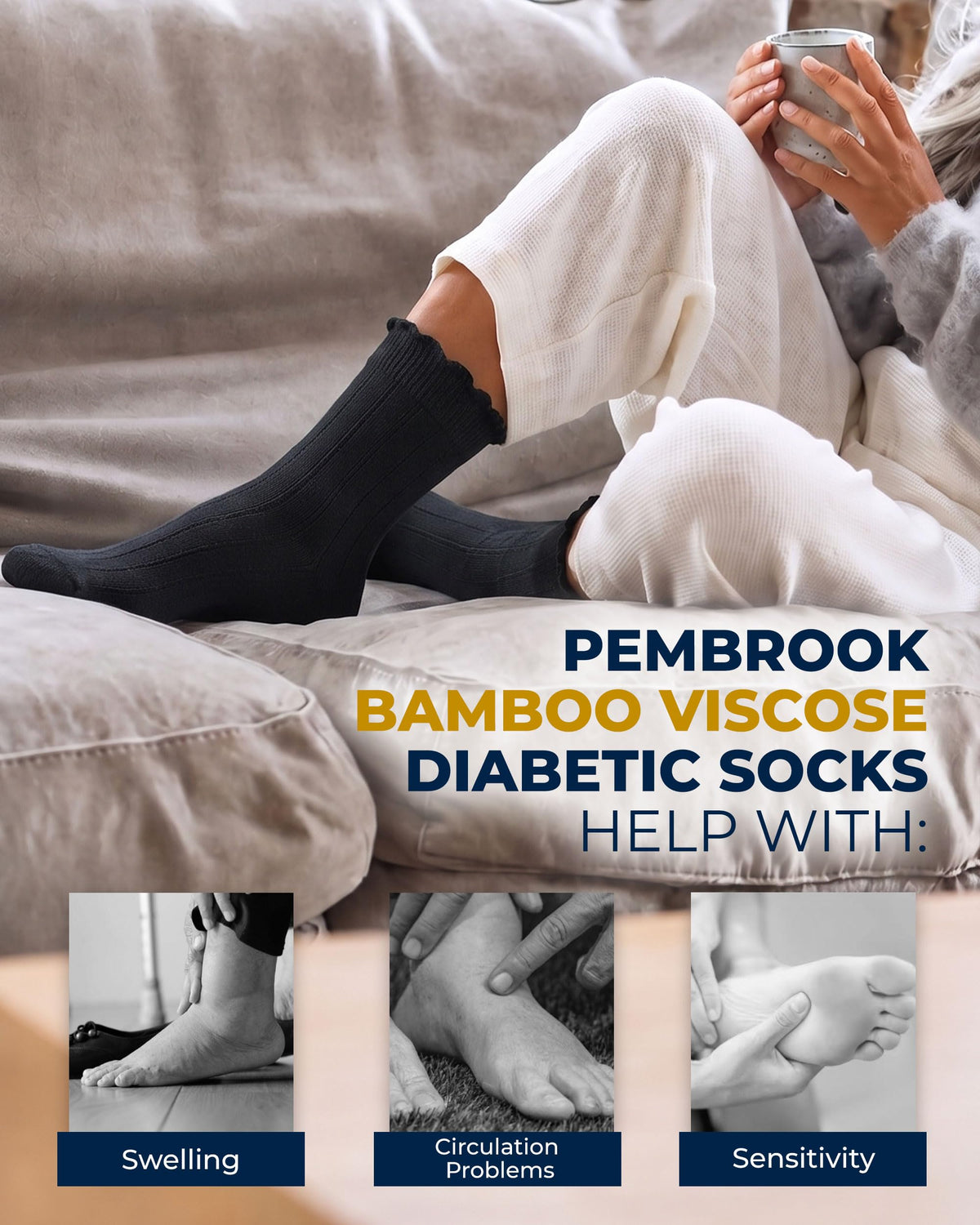 Knit Bamboo Viscose Diabetic Socks 6 Pairs X3741
