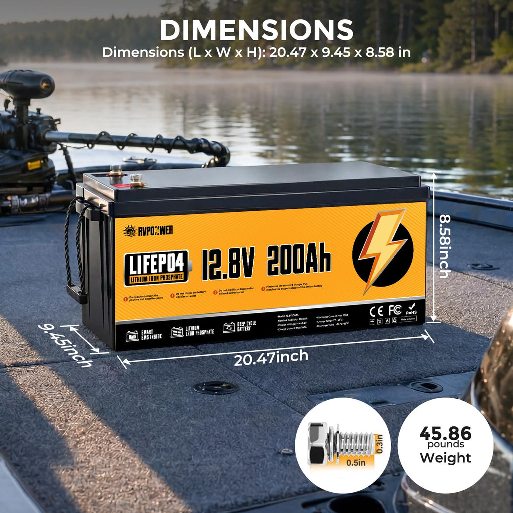 12V 200Ah LiFePO4 Lithium Battery 2 Pack L5993