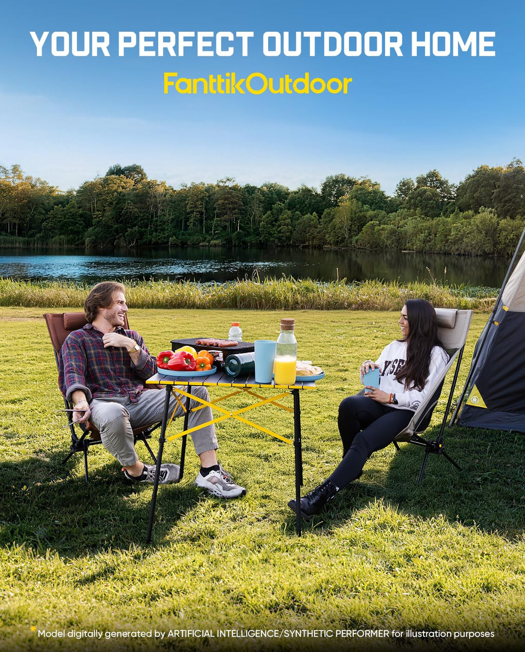 Portable Folding Aluminum Camping Table with Carry Bag C975352