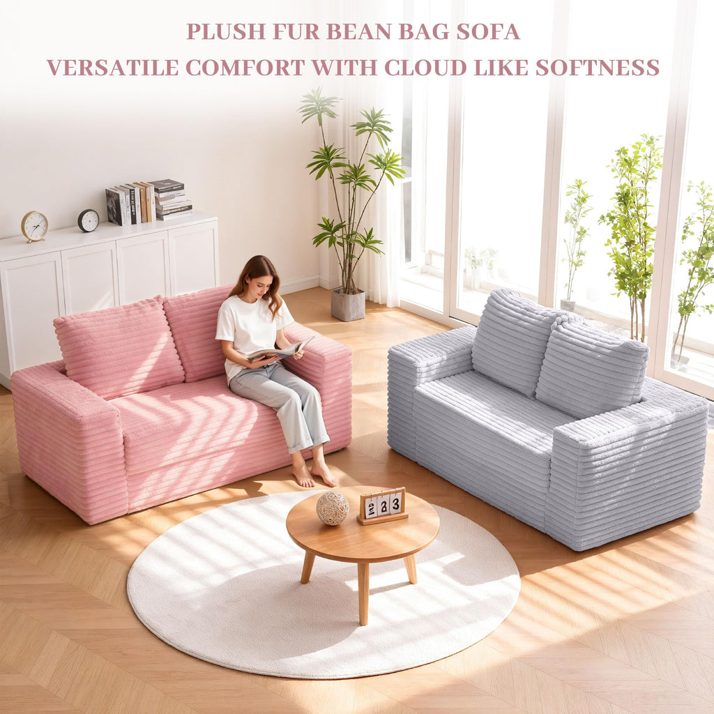 62" Pink Convertible Folding Sofa Bed I52755