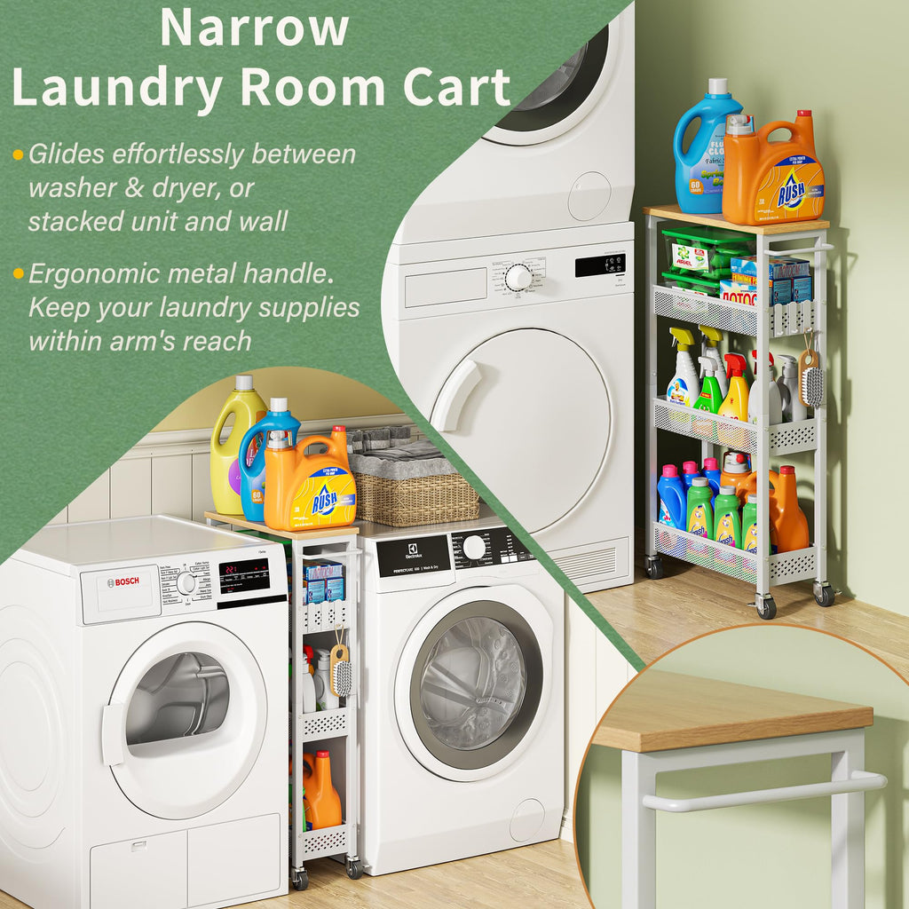 Laundry Room Organization Cart with Casters Y3573