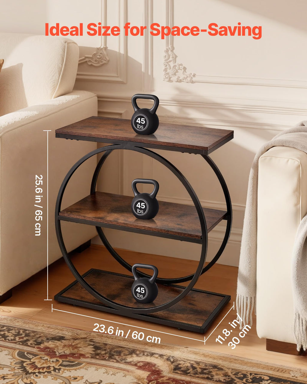 3-Tier Narrow Side Table with Open Storage Shelves N92703