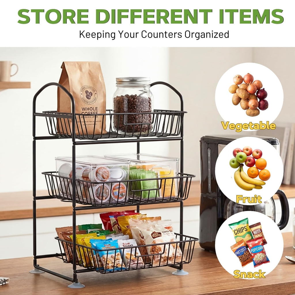 3 Tier Metal Fruit Basket with Banana Hangers P99559