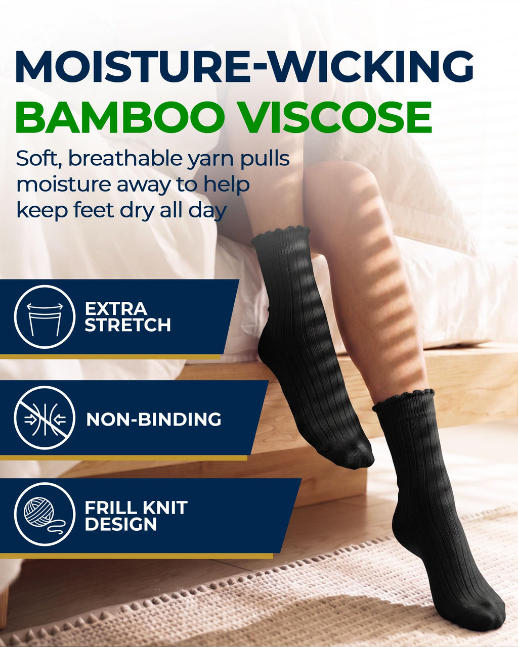 Knit Bamboo Viscose Diabetic Socks 6 Pairs X3741