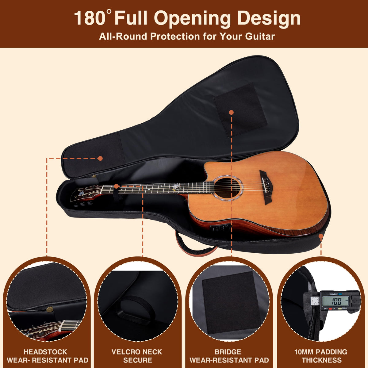40/41/42" Waterproof PU Leather Acoustic Guitar Bag W588
