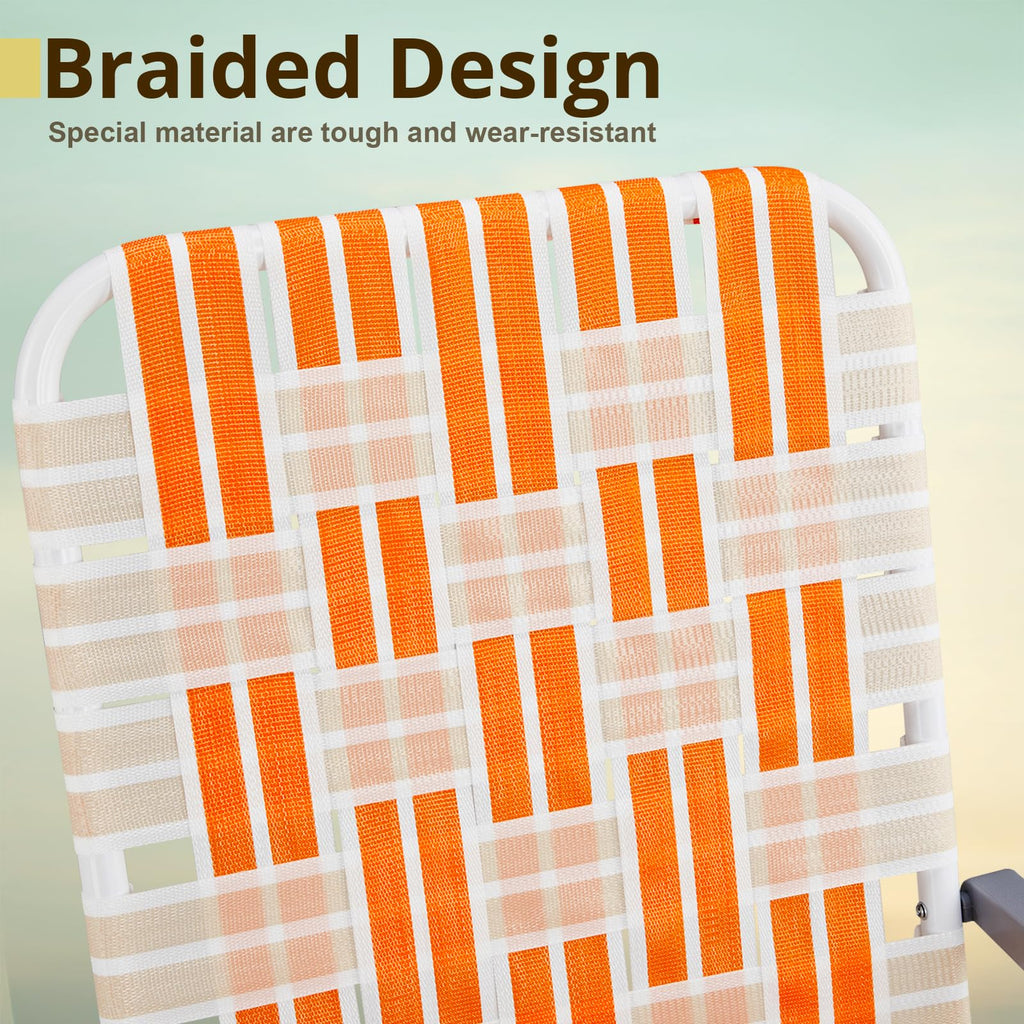 Folding Webbed Chair Set of 2 Steel Frame 300lbs Capacity R88870
