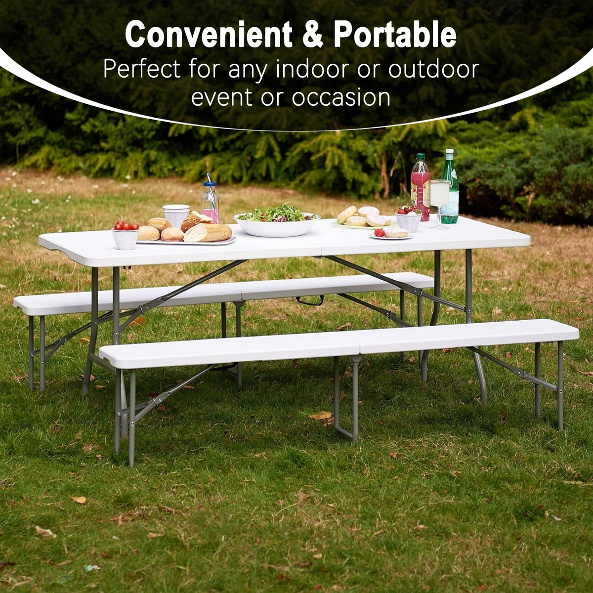 6FT White Portable Plastic Folding Table M106