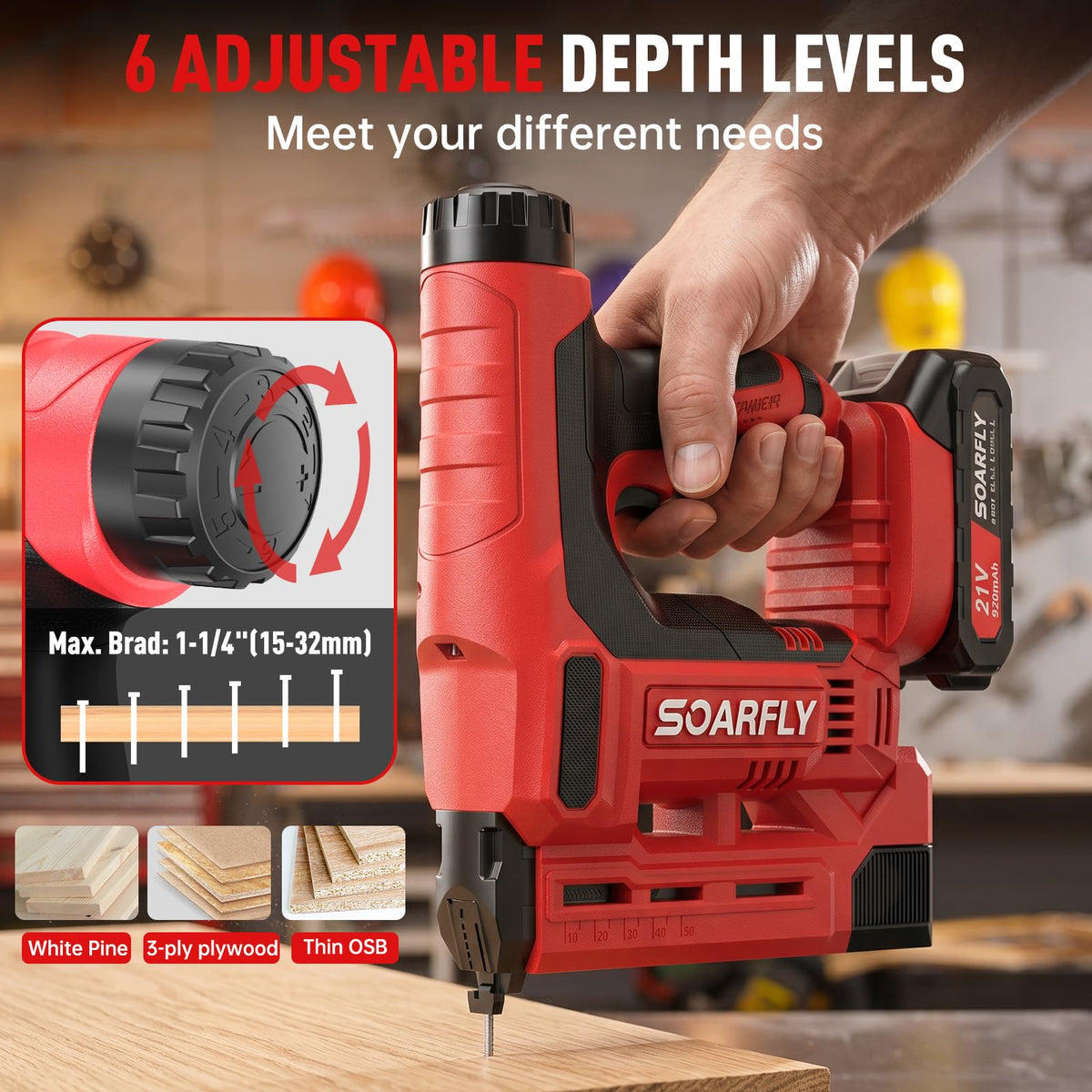 18 Gauge 2-in-1 Cordless Brad Nailer Stapler S892538