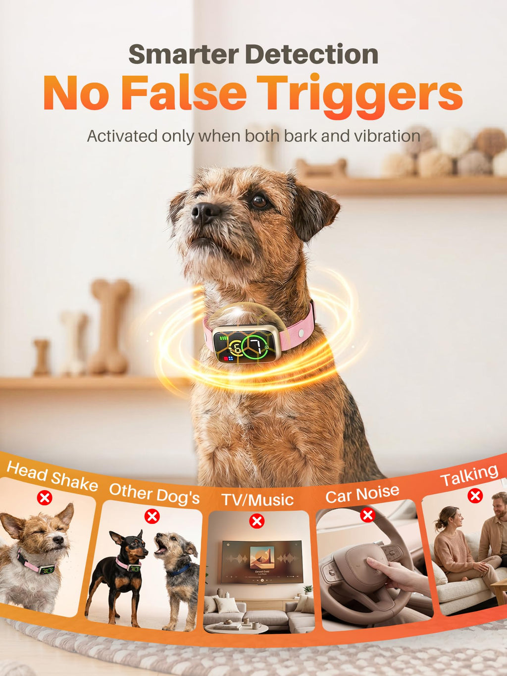 Humane Anti Barking Dog Collar with Beep Vibration X939420