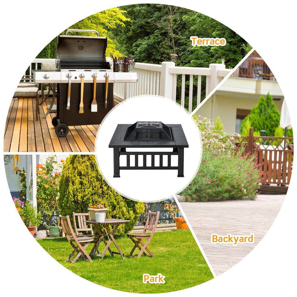 32 Inch Square Steel Wood Burning Fire Pit X687