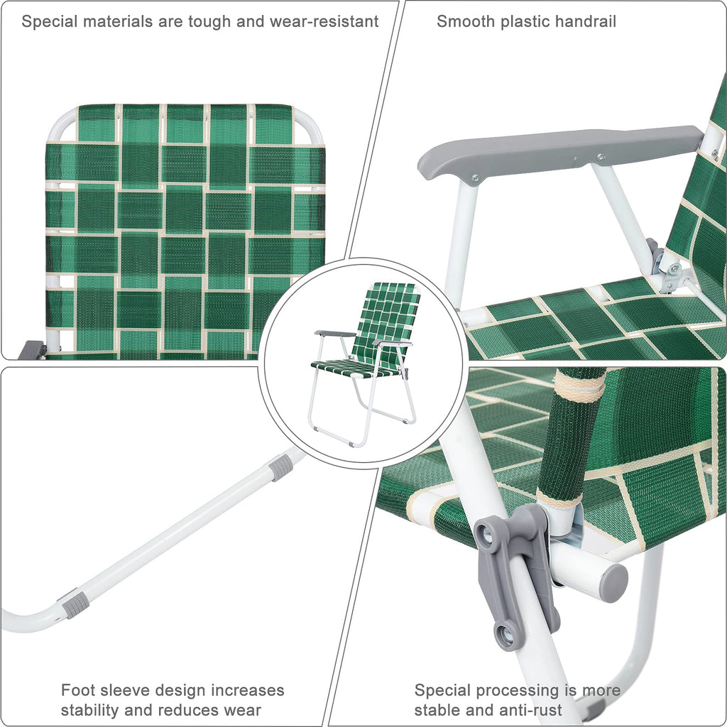 Dark Green Strip Set of 2 Folding Beach Chairs Y612808