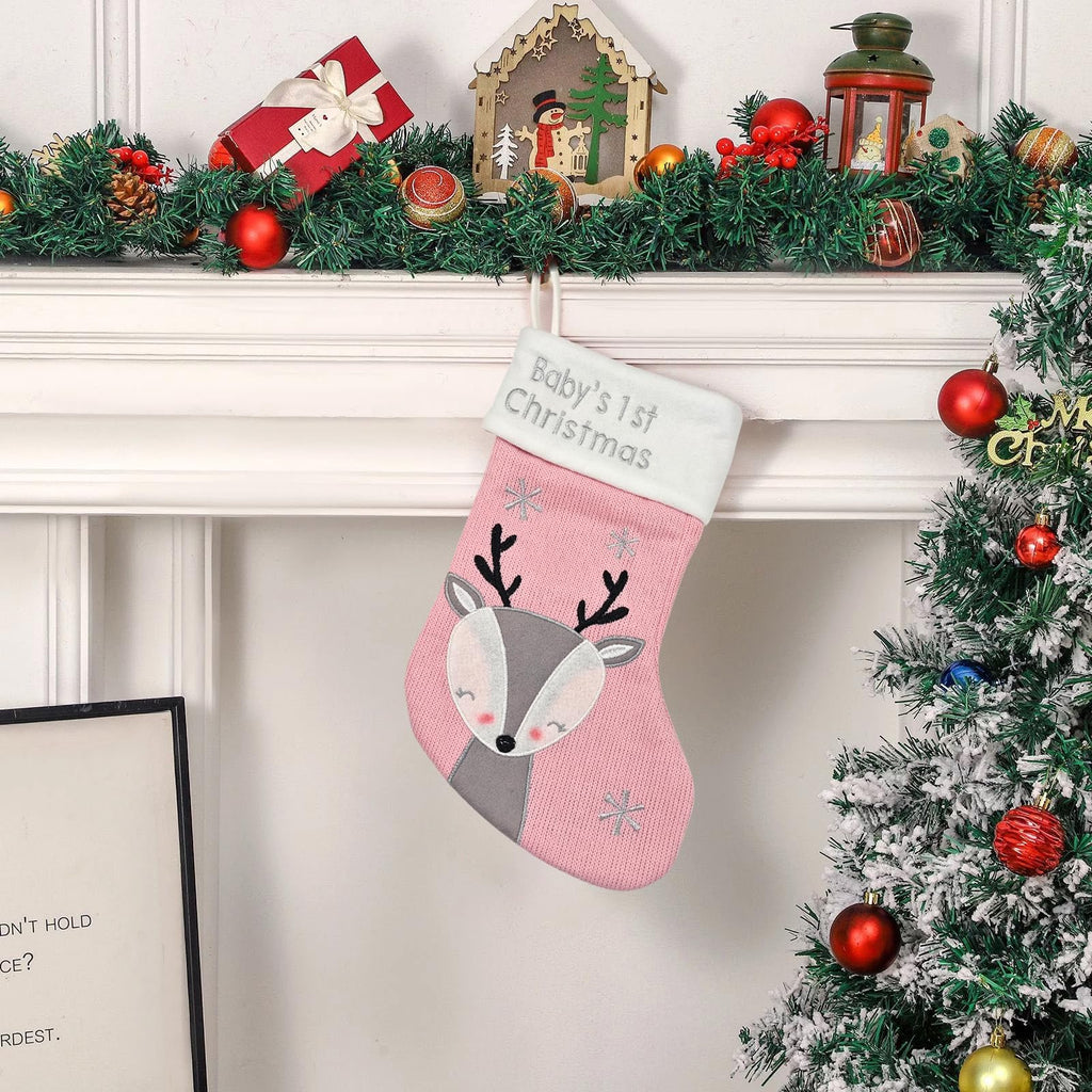 Pink Grey Christmas Stocking S38821