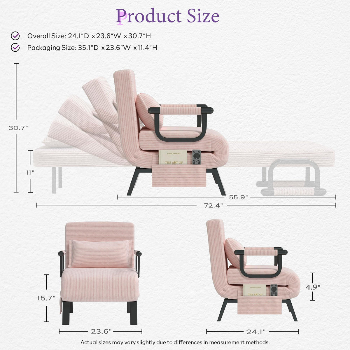 Pink Folding Sleeper Chair Bed C35549