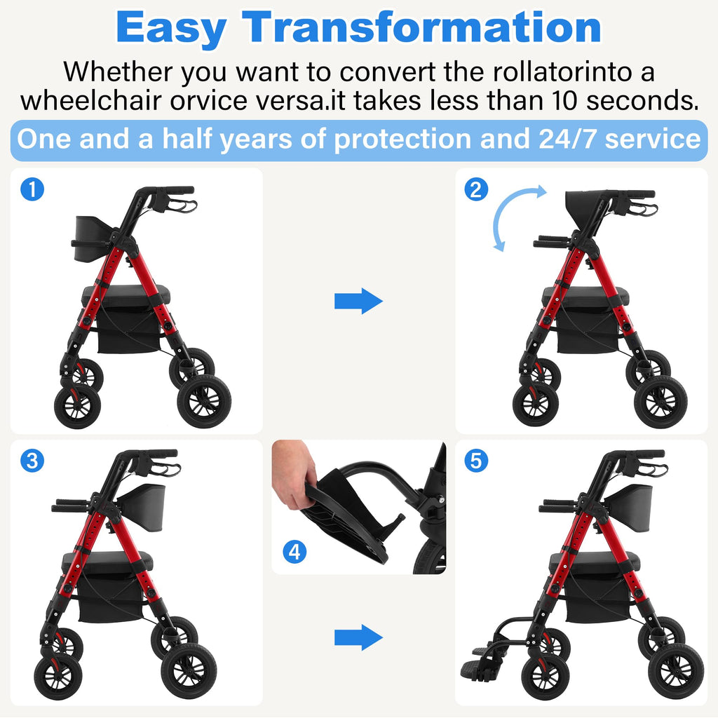 2-in-1 Rollator Wheelchair Combo L24934