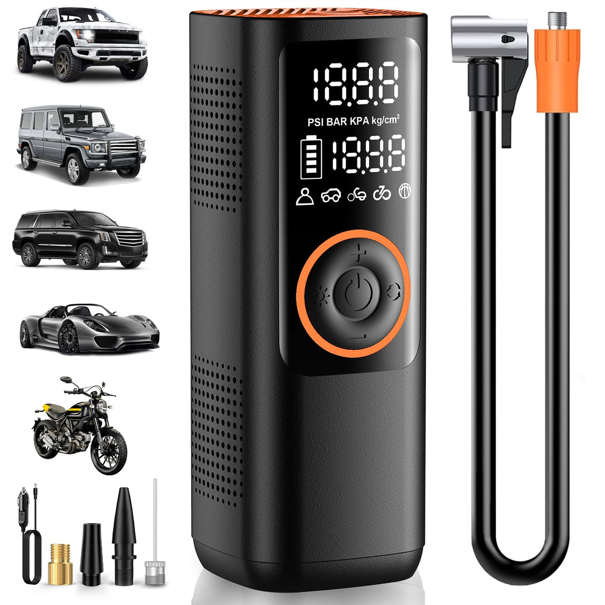 Portable Air Compressor 7800mAh 150PSI Cordless Tire Pump with Pressure Gauge I509
