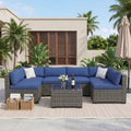 7-Piece Outdoor Rattan Sectional Sofa Set with Coffee Table L816104