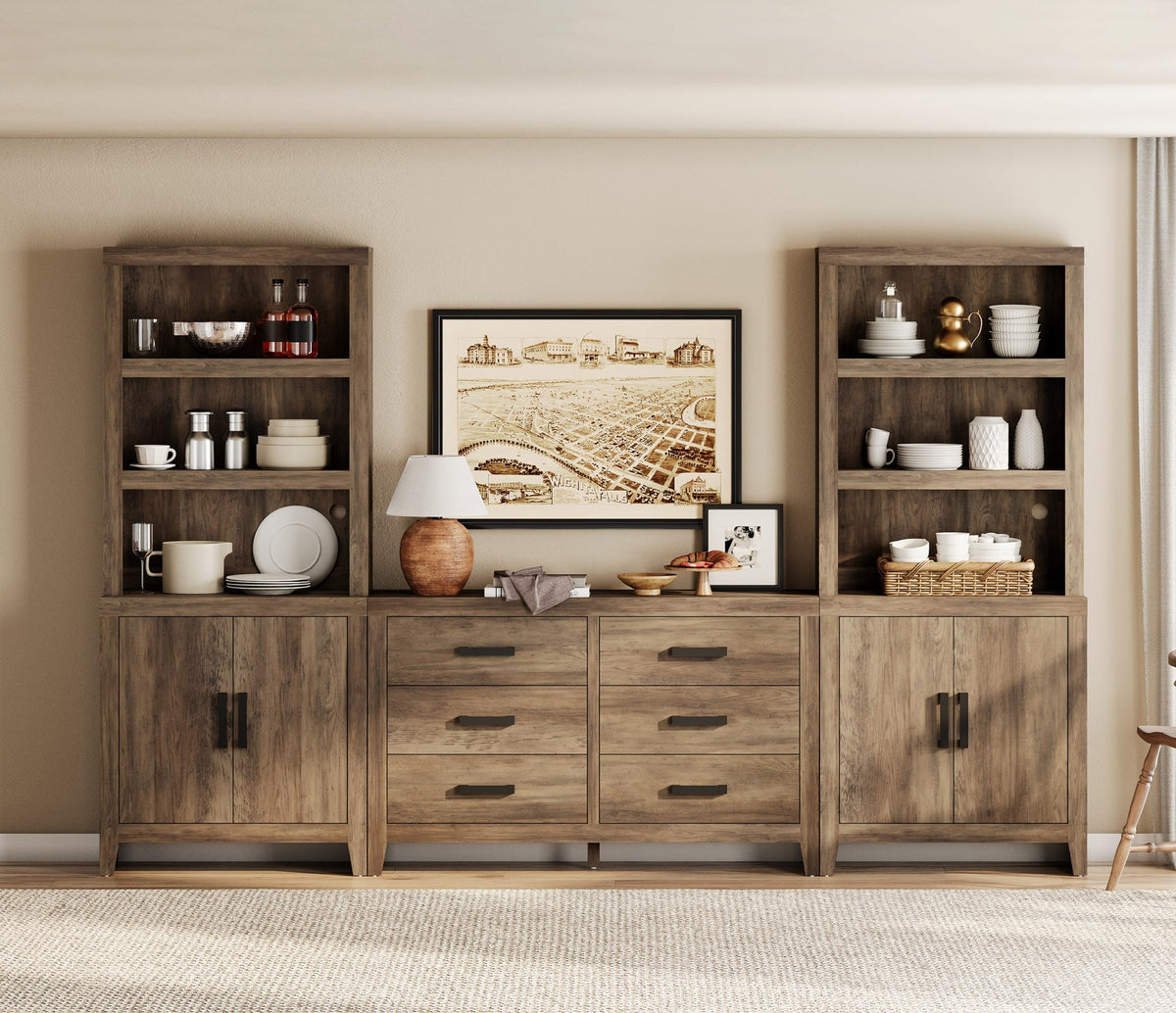 4-Piece Modular Entertainment Center with Bookshelves P59928