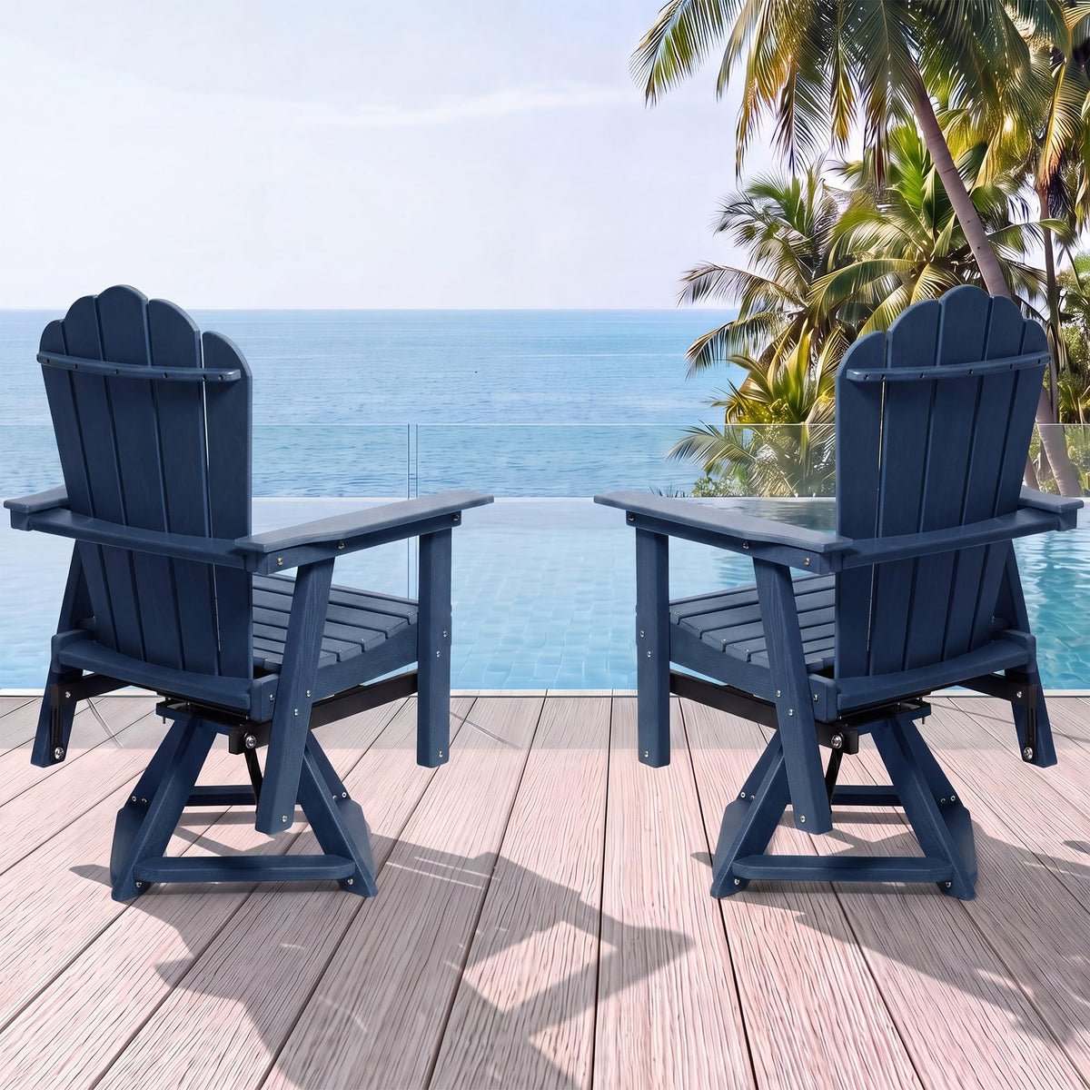 HDPE Swivel Adirondack Chair Set of 2 Navy Blue C399636