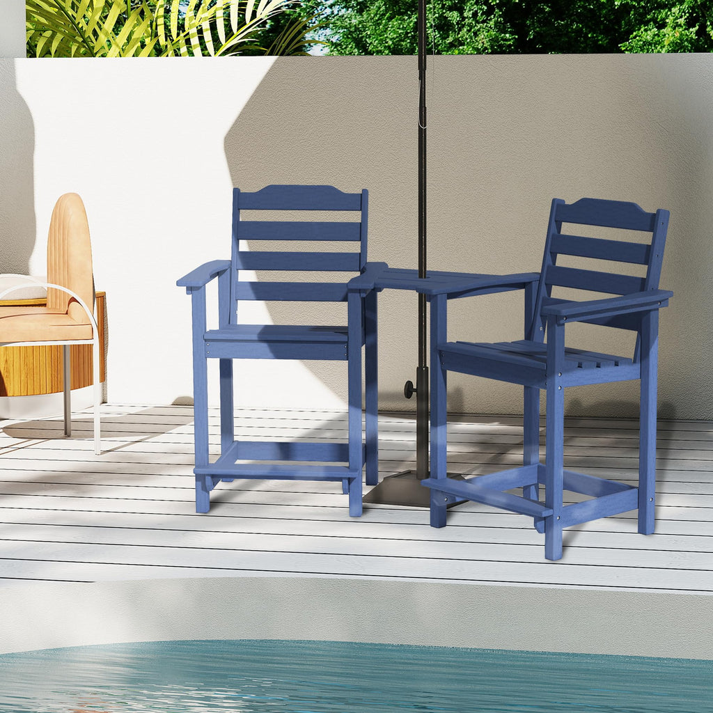 HDPE All-Weather Plastic Adirondack Chair Set of 2 Navy Blue I729754