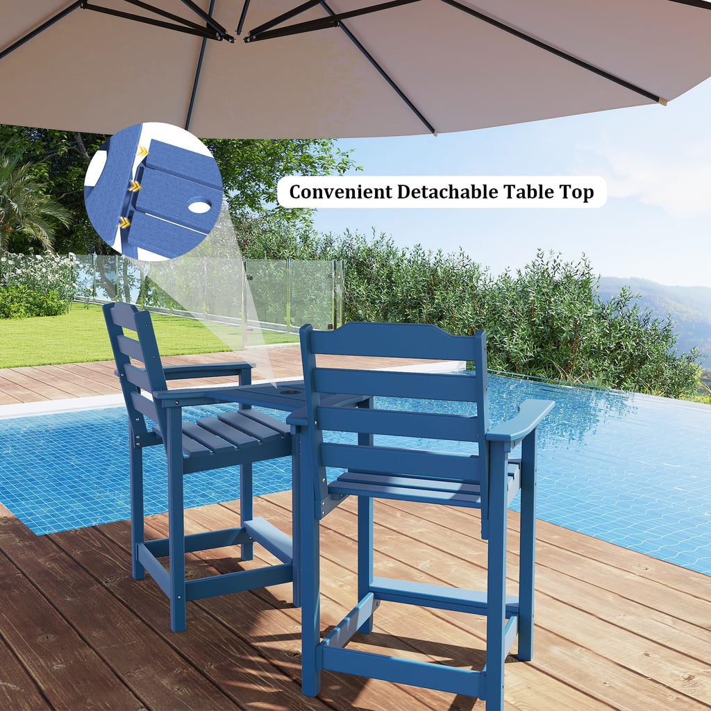 HDPE All-Weather Plastic Adirondack Chair Set of 2 Navy Blue I729754
