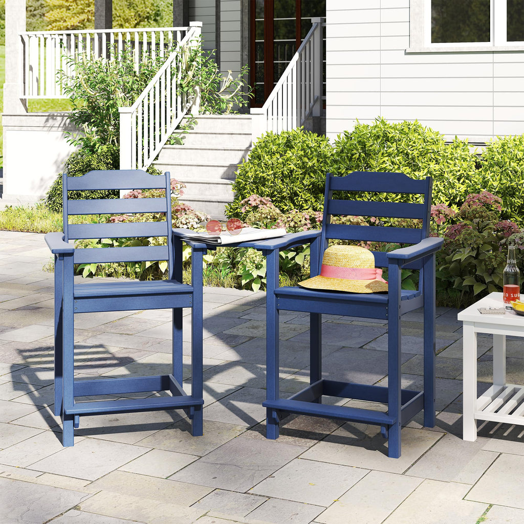 HDPE All-Weather Plastic Adirondack Chair Set of 2 Navy Blue I729754