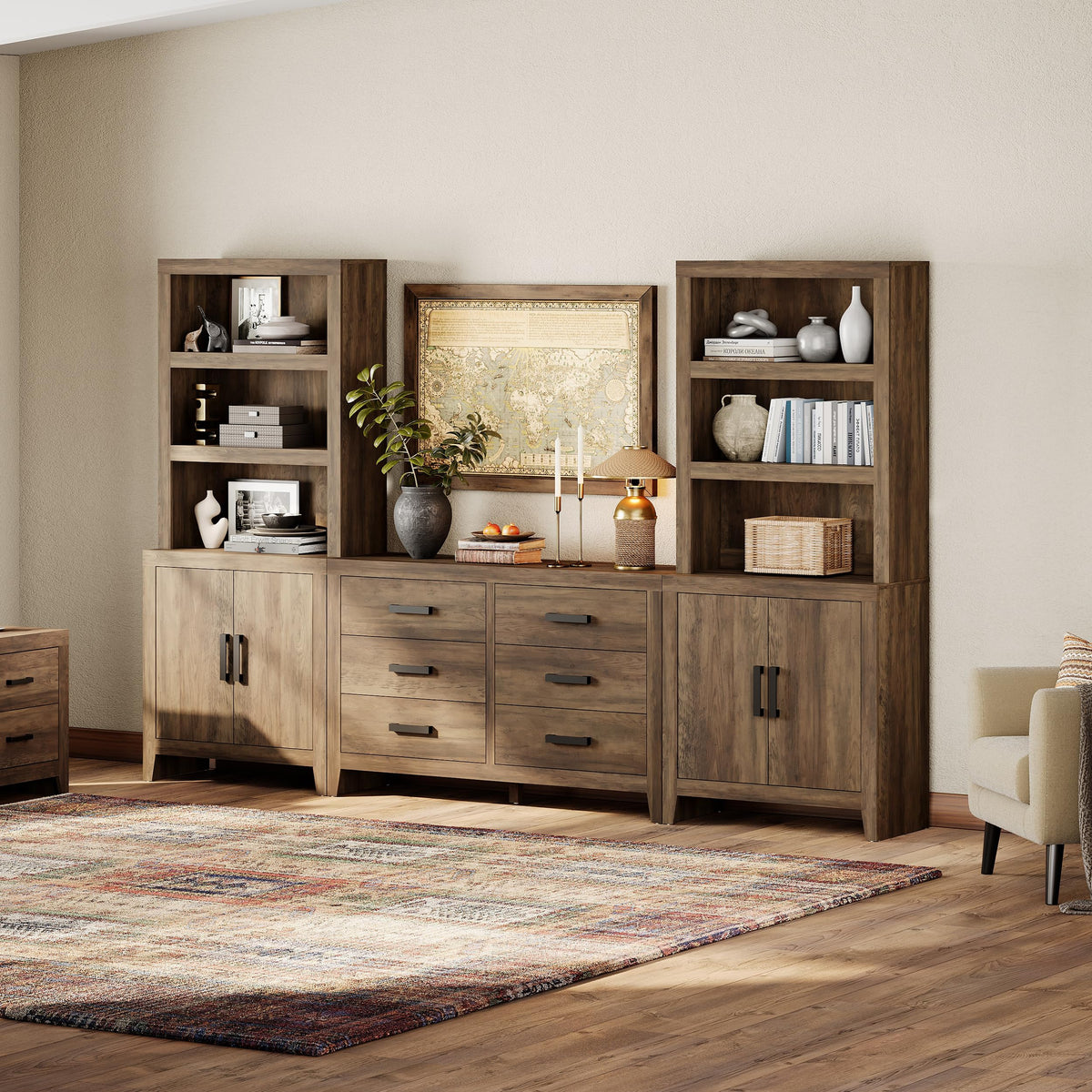 4-Piece Modular Entertainment Center with Bookshelves P59928